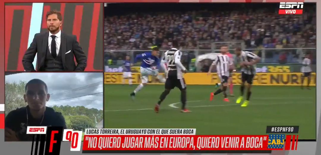 Lucas Torreira, durante la entrevista con la ESPN Lucas Torreira, durante la entrevista con la ESPN