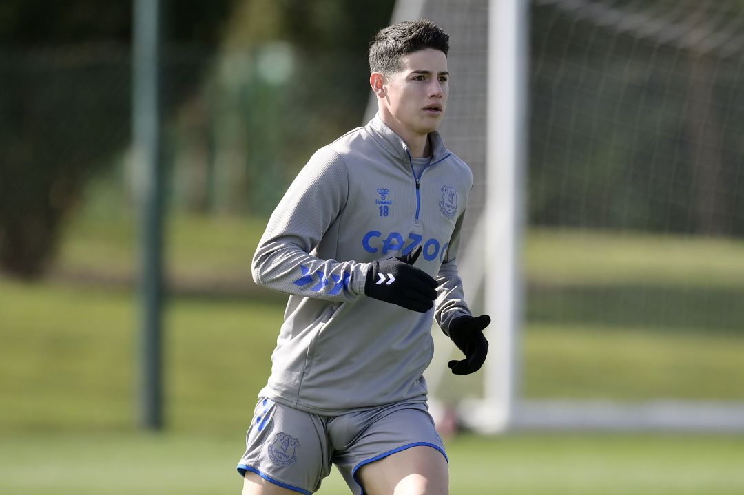 James Rodriguez durante uno de sus últimos entrenamientos con el Everton James Rodriguez durante uno de sus últimos entrenamientos con el Everton