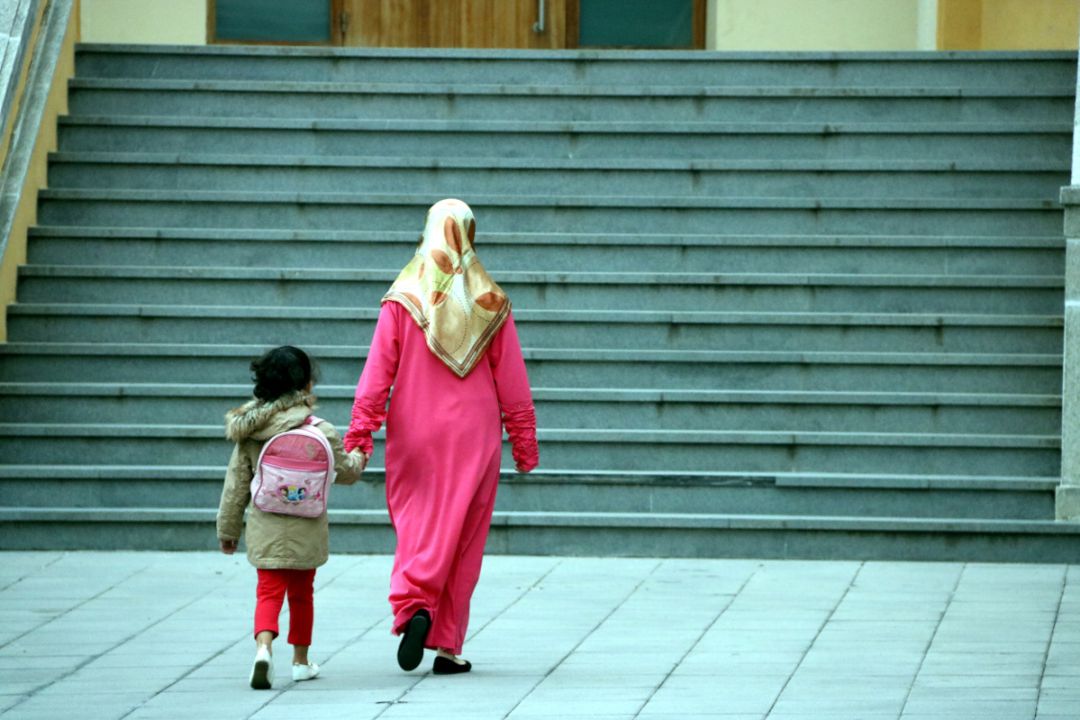 Una família anant a l'escola Una família anant a l'escola
