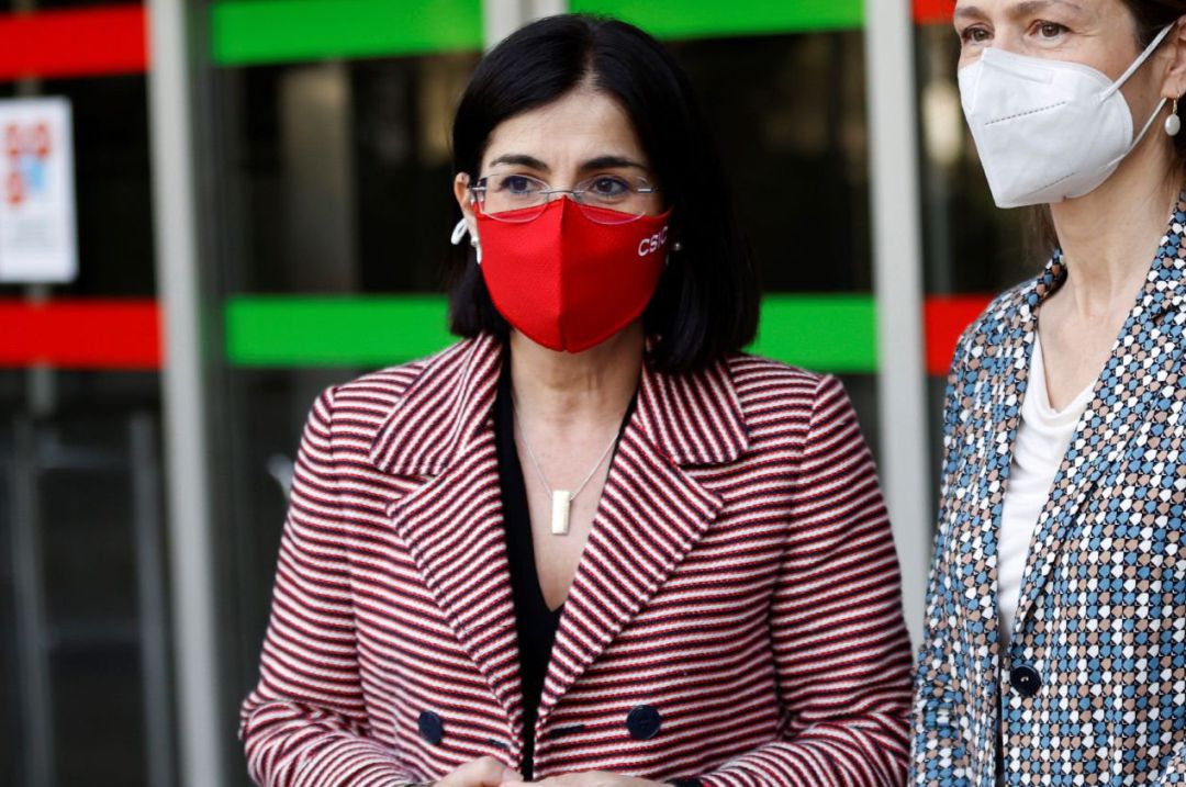La ministra de Sanidad, Carolina Darias, realiza declaraciones a los medios de comunicación en el Ministerio de Sanidad. La ministra de Sanidad, Carolina Darias, realiza declaraciones a los medios de comunicación en el Ministerio de Sanidad.