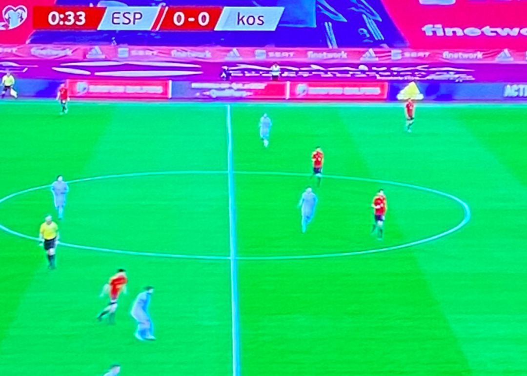 Imagen del partido España-Kosovo en TVE. Imagen del partido España-Kosovo en TVE.