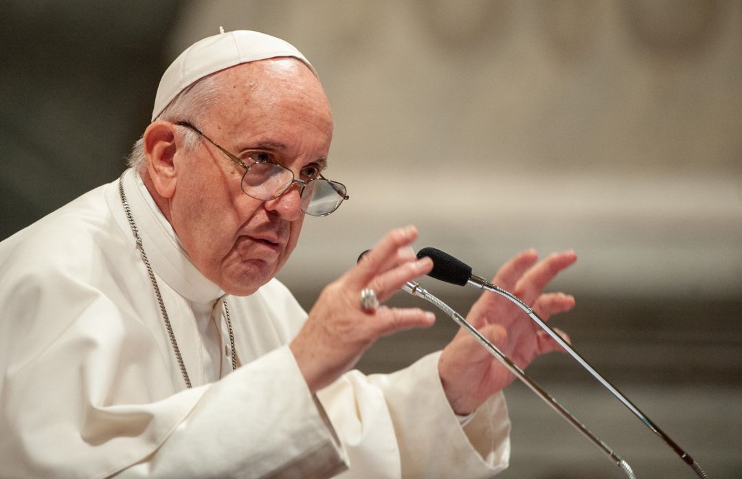 El Papa Francisco hablando durante la reunión, el 9 de mayo de 2019, con la diócesis de Roma en la Basílica de San Juan de Letrán en Roma. El Papa Francisco hablando durante la reunión, el 9 de mayo de 2019, con la diócesis de Roma en la Basílica de San Juan de Letrán en Roma.