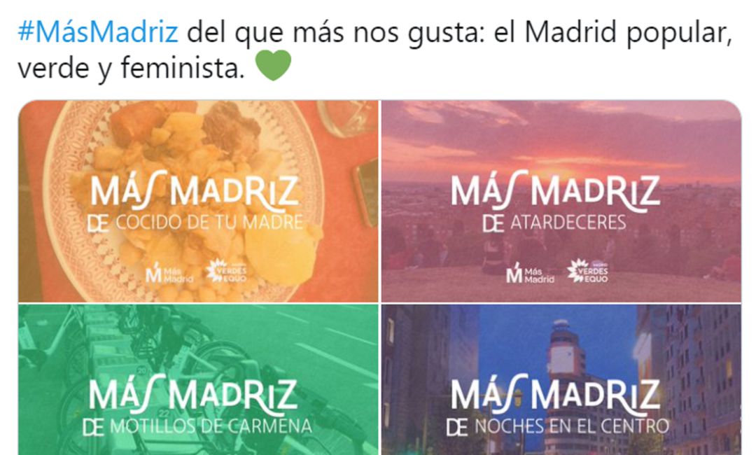 Las imágenes que ha compartido Más Madrid en Twitter. Las imágenes que ha compartido Más Madrid en Twitter.