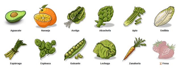 Estas son las frutas y verduras de temporada. Estas son las frutas y verduras de temporada.