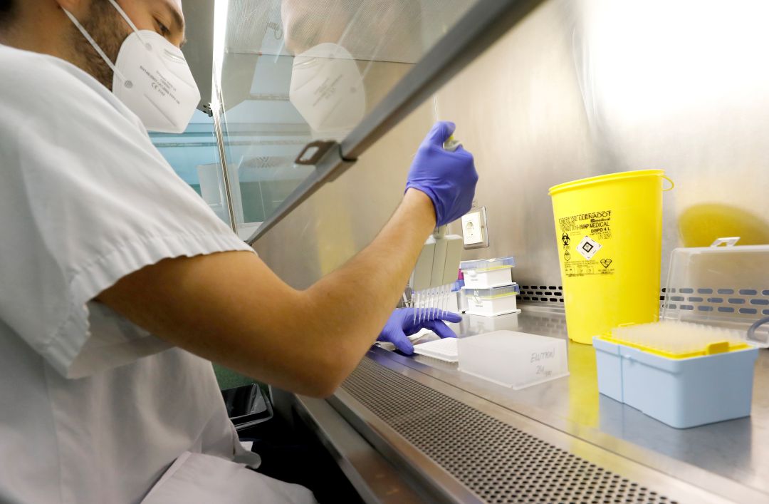 Personal trabajando con muestras PCR en un laboratorio. Personal trabajando con muestras PCR en un laboratorio.