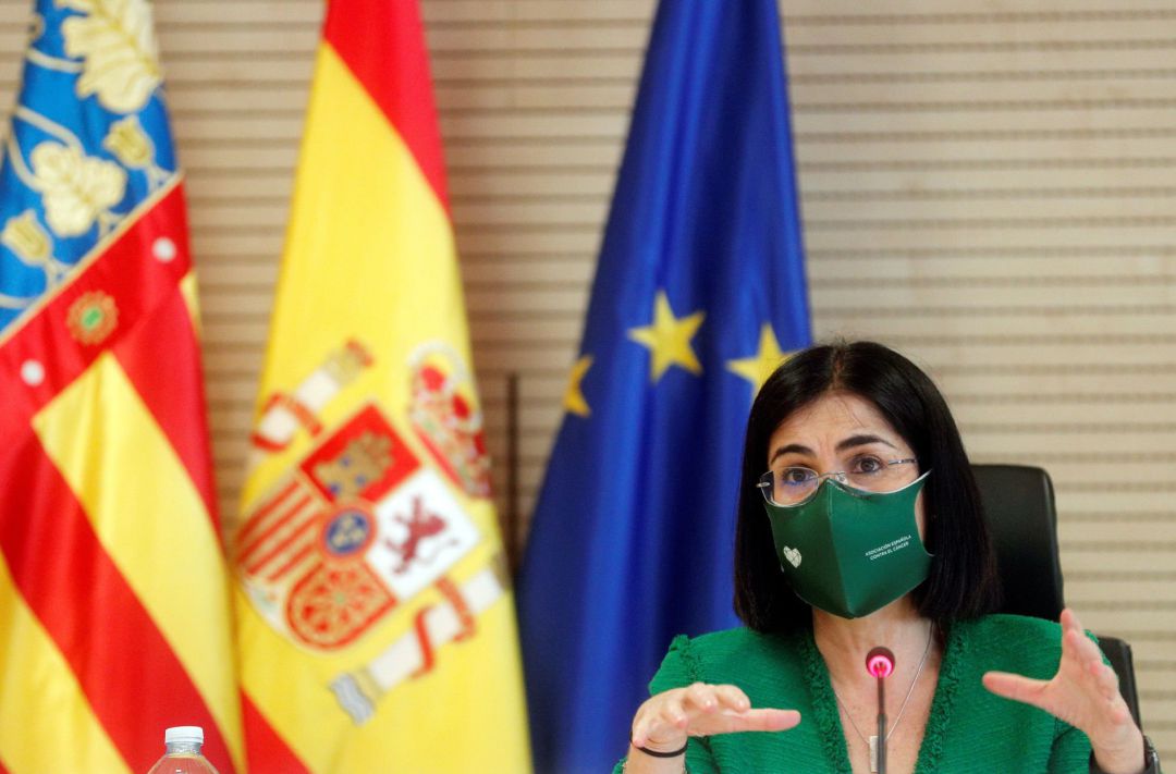 La ministra de Sanidad, Carolina Darias, durante su comparecencia tras la reunión para abordar la situación actual de la pandemia y el plan de vacunación en la Comunitat Valenciana La ministra de Sanidad, Carolina Darias, durante su comparecencia tras la reunión para abordar la situación actual de la pandemia y el plan de vacunación en la Comunitat Valenciana