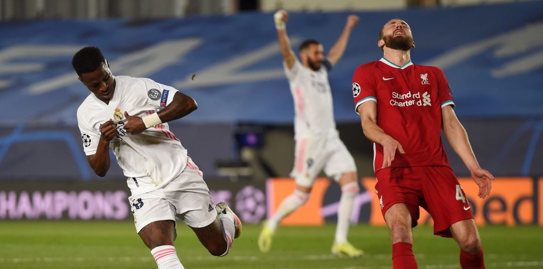 Vinicius celebra un gol ante el Liverpool Vinicius celebra un gol ante el Liverpool