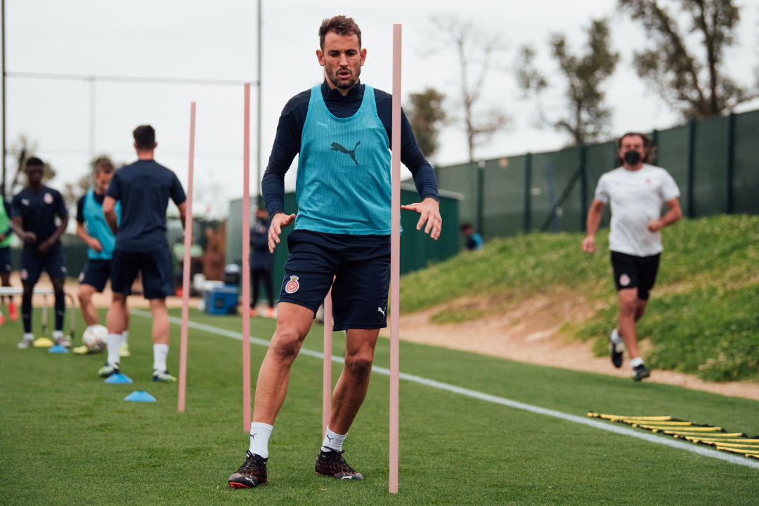 Cristhian Stuani en la sessió d'aquest matí. Cristhian Stuani en la sessió d'aquest matí.