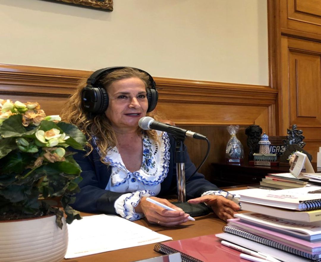 La presidenta de la Diputación durante la entrevista La presidenta de la Diputación durante la entrevista