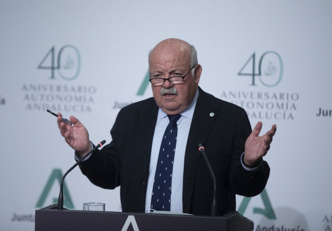 El consejero de Salud y Familias, Jesús Aguirre, durante la rueda de prensa posterior al Consejo de Gobierno de la Junta de Andalucía. En Sevilla (Andalucía, España), a 06 marzo de 2021. El consejero de Salud y Familias, Jesús Aguirre, durante la rueda de prensa posterior al Consejo de Gobierno de la Junta de Andalucía. En Sevilla (Andalucía, España), a 06 marzo de 2021.