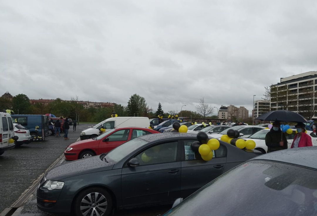 Caravana de coches en la UPNA Caravana de coches en la UPNA