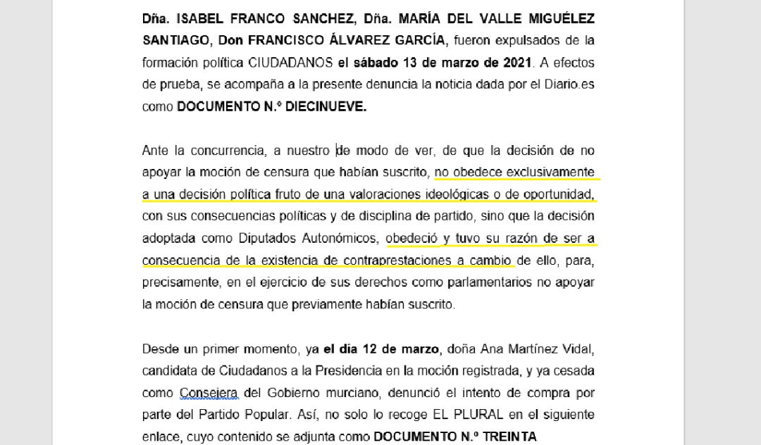Denuncia presentada por PSOE Denuncia presentada por PSOE