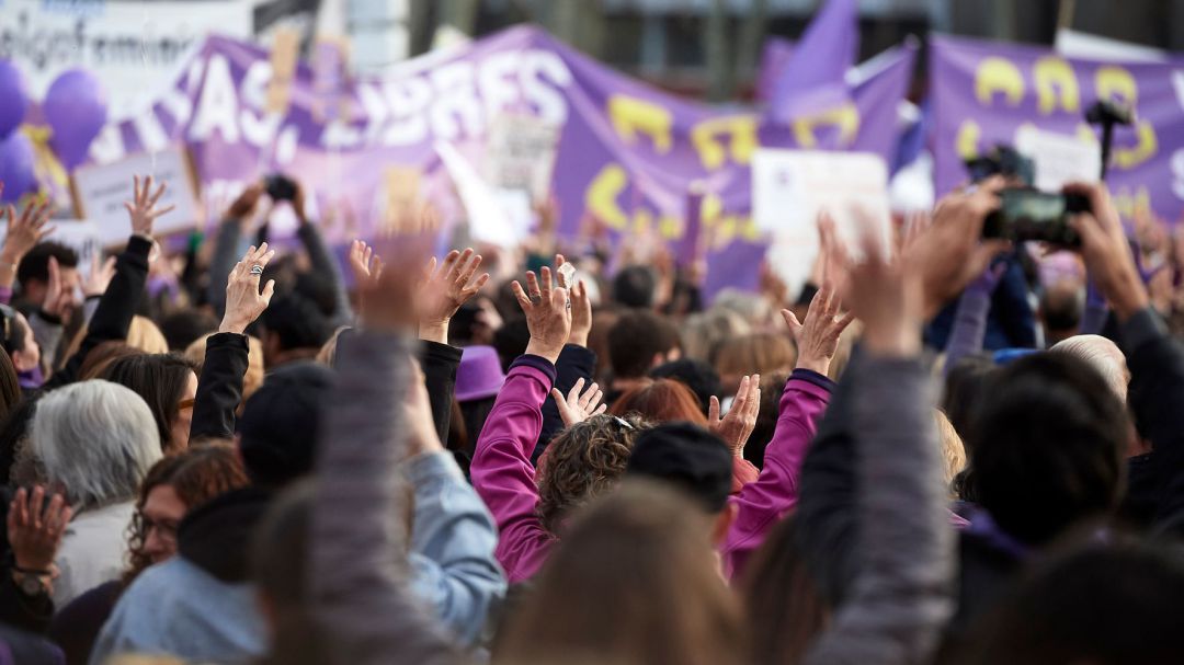 Manifestación feminista en España en una imagen de archivo Manifestación feminista en España en una imagen de archivo
