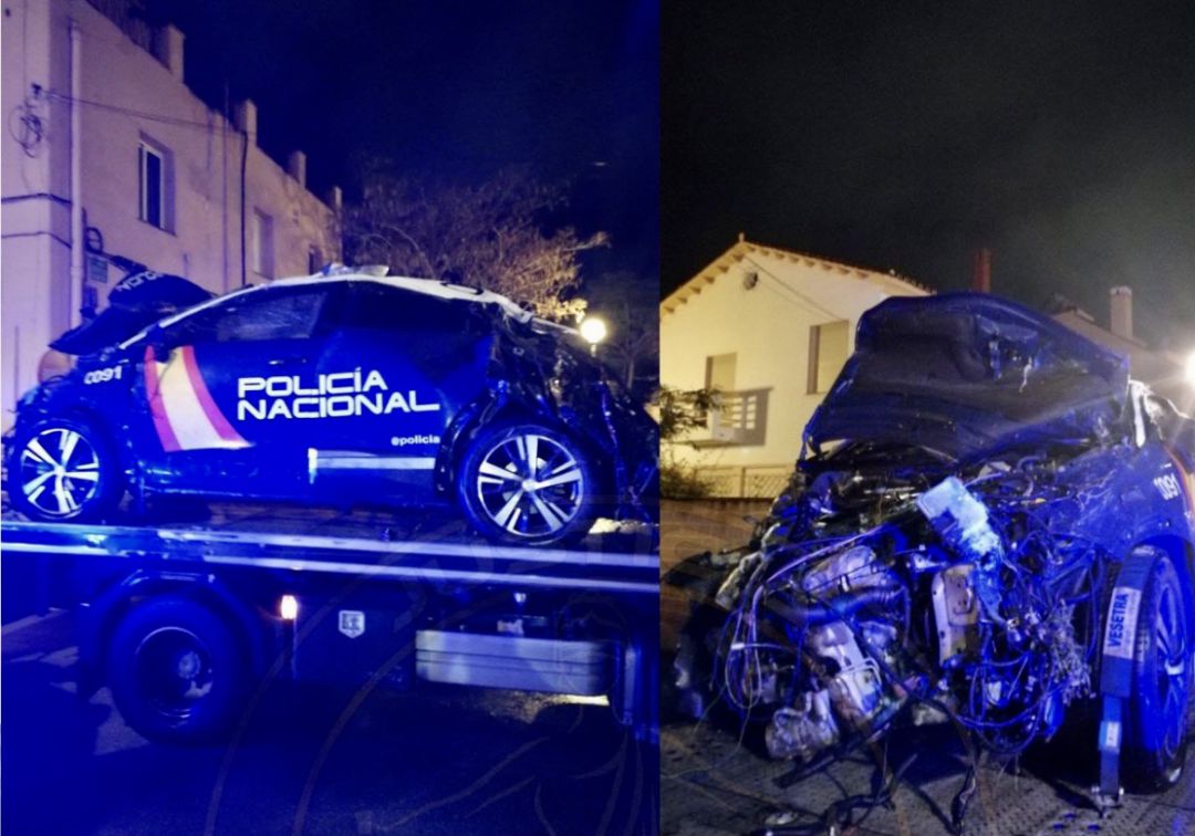 Imagen del estado el vehículo policial tras el accidente Imagen del estado el vehículo policial tras el accidente