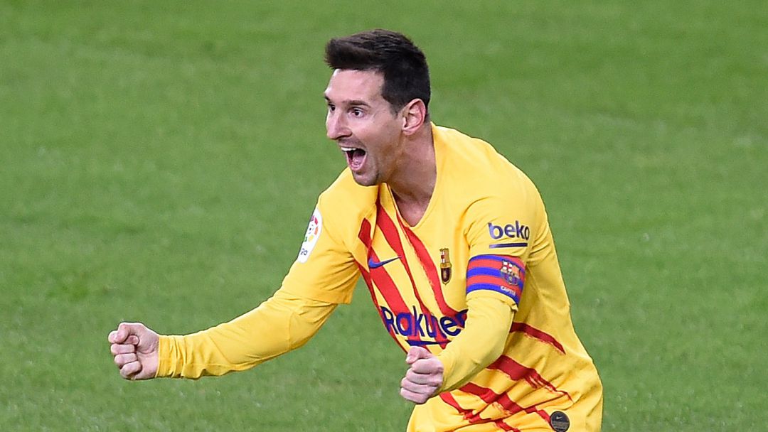 Messi, delantero del Barça celebrando el tercer gol del partido. Messi, delantero del Barça celebrando el tercer gol del partido.