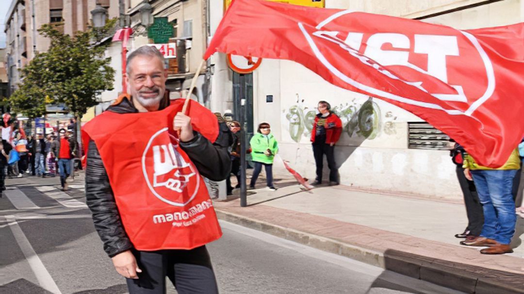 Manuel Rey en una manifestación en Ponferrada Manuel Rey en una manifestación en Ponferrada