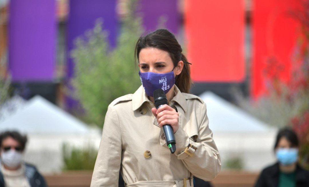 La ministra de Igualdad, Irene Montero, durante un acto de campaña a las elecciones del 4M. La ministra de Igualdad, Irene Montero, durante un acto de campaña a las elecciones del 4M.
