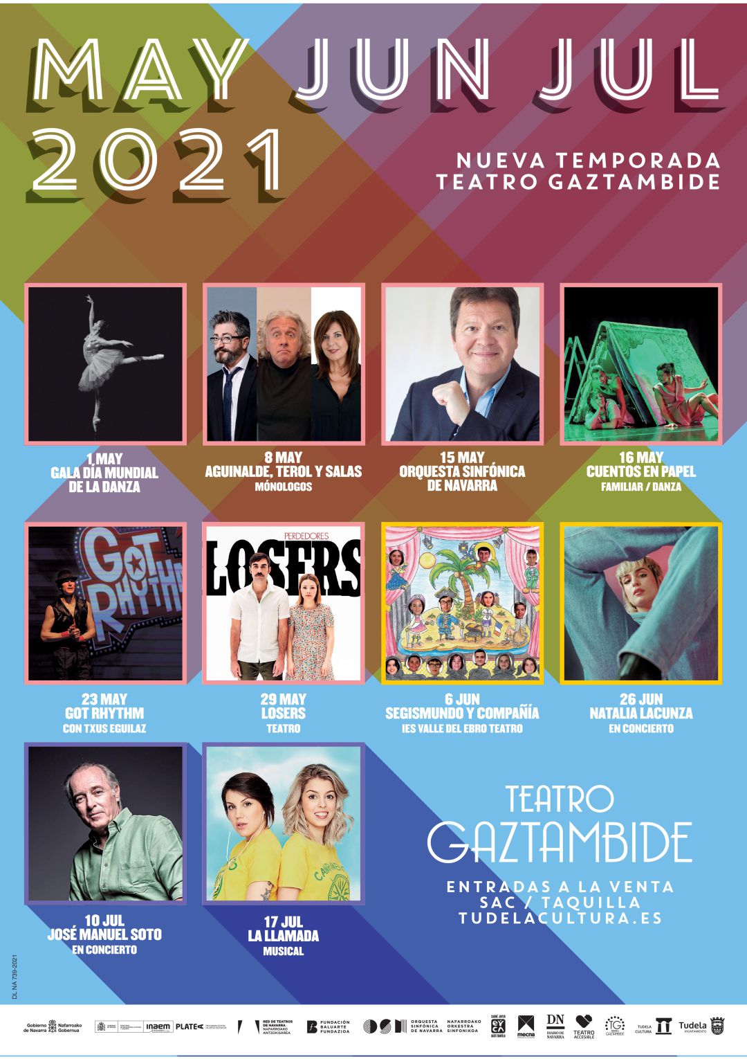 Cartel de la temporada mayo-julio de 2021 del Teatro Gaztambide de Tudela Cartel de la temporada mayo-julio de 2021 del Teatro Gaztambide de Tudela