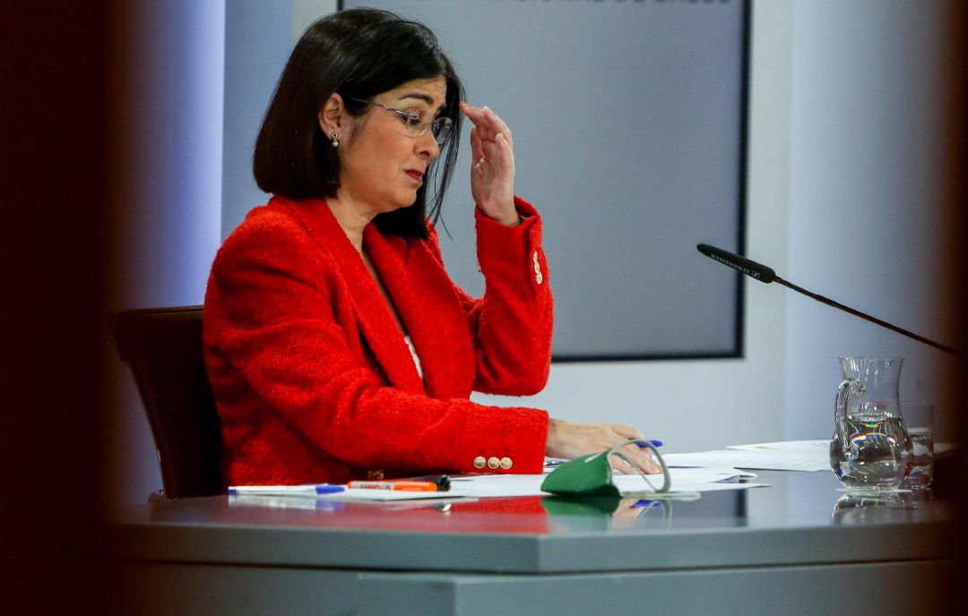 La ministra de Sanidad, Carolina Darias, durante una rueda de prensa tras la reunión del Consejo Interterritorial del Sistema Nacional de Salud. La ministra de Sanidad, Carolina Darias, durante una rueda de prensa tras la reunión del Consejo Interterritorial del Sistema Nacional de Salud.