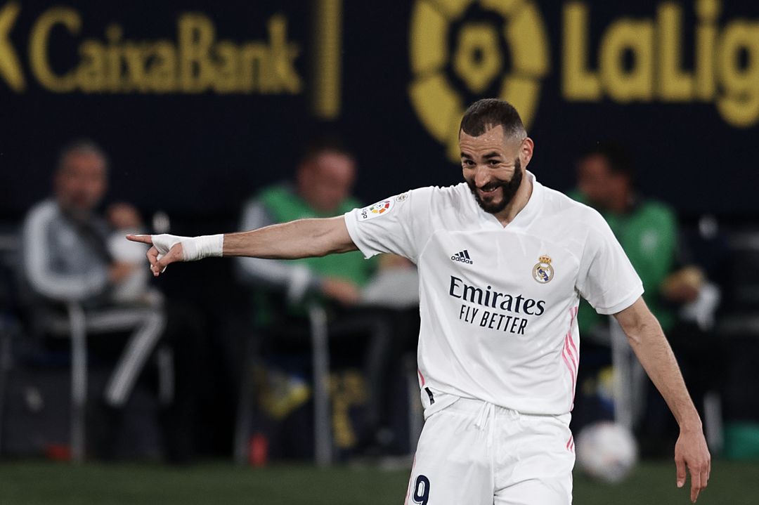 Benzema en el partido frente al Cádiz Benzema en el partido frente al Cádiz