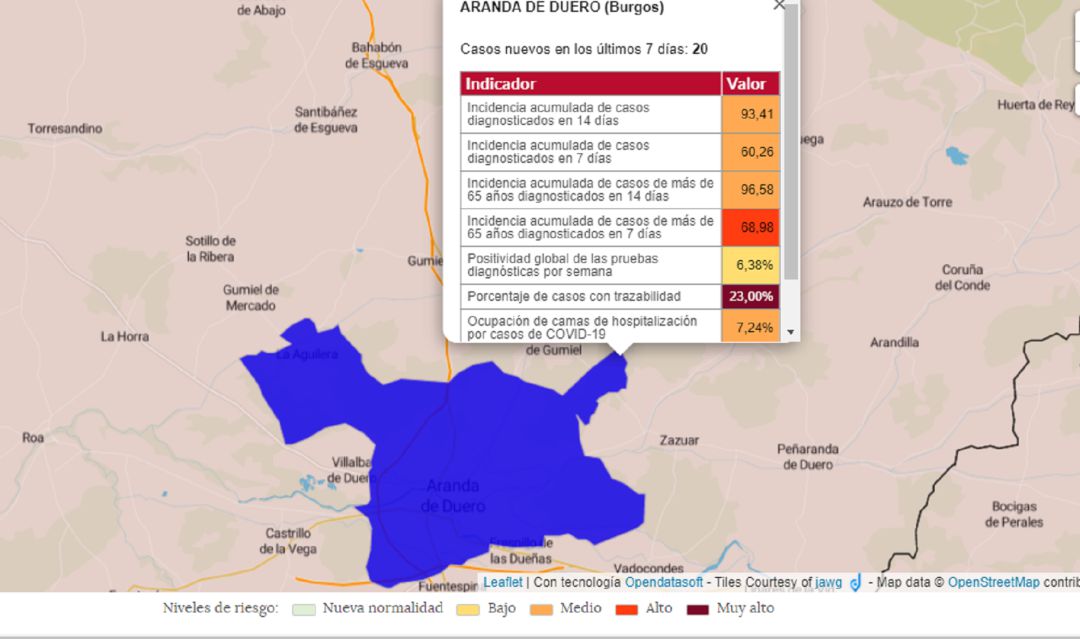 Los datos de riesgo epidemiológico en Aranda a 21 de abril Los datos de riesgo epidemiológico en Aranda a 21 de abril