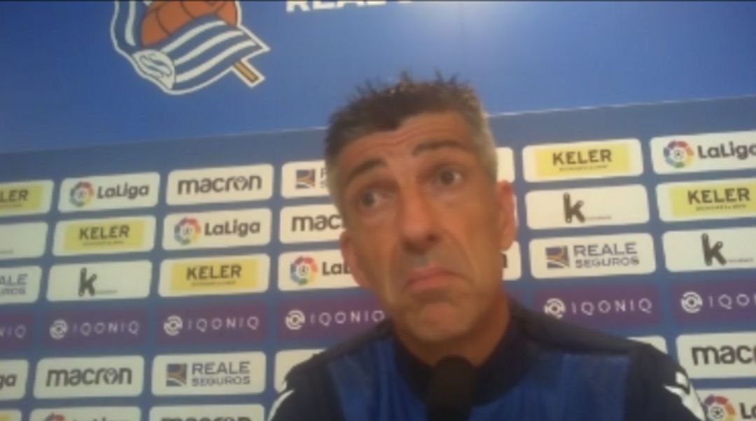 Imanol en un momento de la rueda de prensa en Zubieta Imanol en un momento de la rueda de prensa en Zubieta