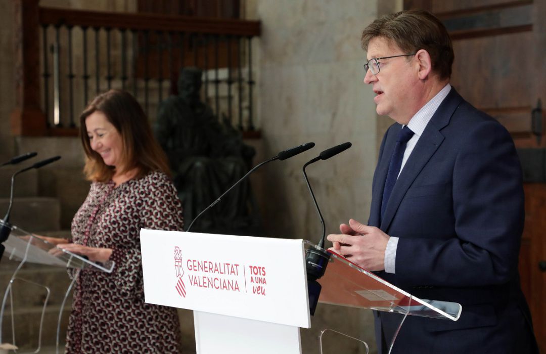 El president de la Generalitat Valenciana Ximo Puig y la presidenta del Govern Balear Francina Armengol El president de la Generalitat Valenciana Ximo Puig y la presidenta del Govern Balear Francina Armengol
