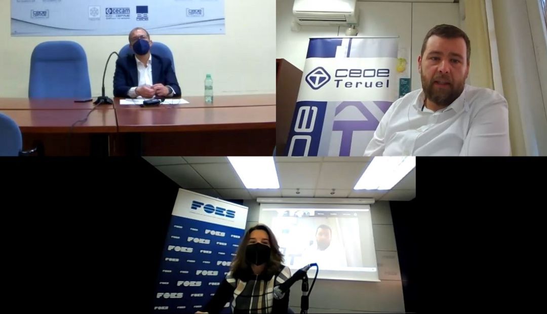 Los representantes de las tres organizaciones empresariales durante la rueda de prensa Los representantes de las tres organizaciones empresariales durante la rueda de prensa