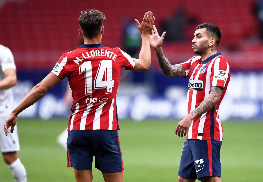 Llorente y Correa celebran el segundo gol. Llorente y Correa celebran el segundo gol.