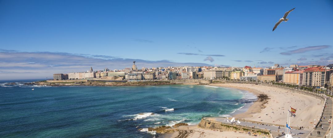 Playas de Riazor y el Orzán en A Coruña Playas de Riazor y el Orzán en A Coruña