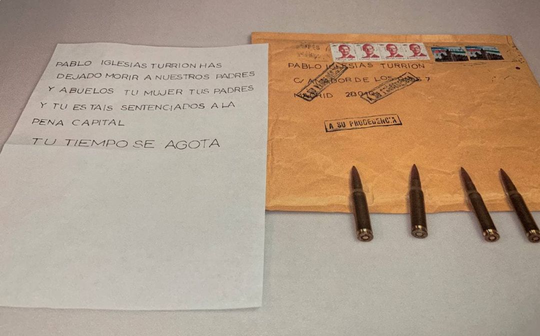 Pablo Iglesias comparte la carta amenazante. Pablo Iglesias comparte la carta amenazante.