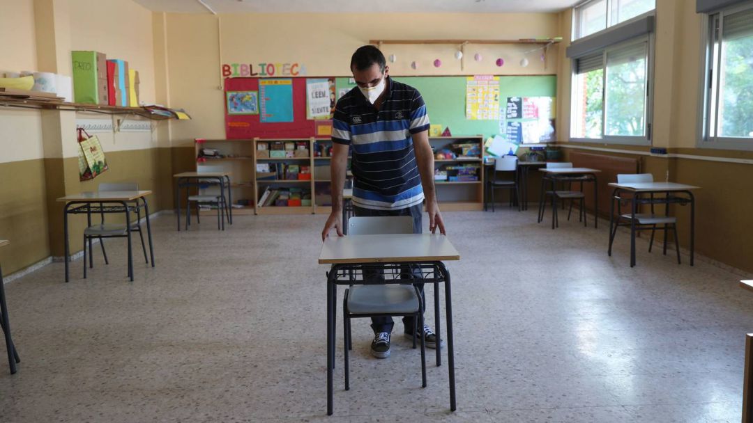 Imagen de un aula madrileña en pandemia Imagen de un aula madrileña en pandemia