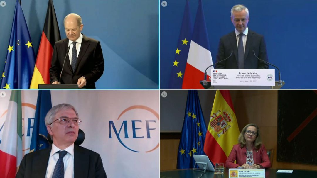 Mensaje conjunto de los ministros de finanzas de Alemania, Francia, Italia y España. Mensaje conjunto de los ministros de finanzas de Alemania, Francia, Italia y España.