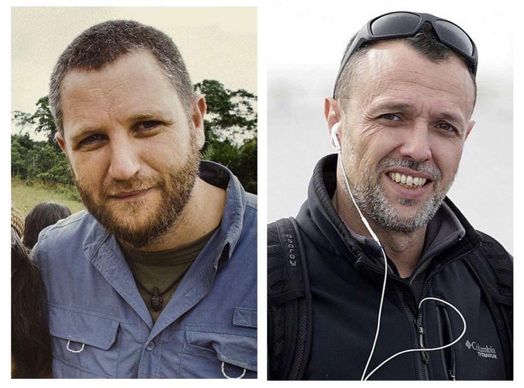 Combo de dos fotos que muestra a los periodistas españoles David Beriain (i) y Roberto Fraile, asesinados en Burkina Faso mientras grababan un documental sobre caza furtiva, uno de sus trabajos bajo la productora 93 metros, que también realizó el documental que conmemoró los 80 años de la Agencia Efe, proyectado por primera vez en 2019 en la Seminci de Valladolid. El Gobierno de Burkina Faso ha atribuido a "terroristas" la muerte de ambos reporteros junto a otro irlandés. Combo de dos fotos que muestra a los periodistas españoles David Beriain (i) y Roberto Fraile, asesinados en Burkina Faso mientras grababan un documental sobre caza furtiva, uno de sus trabajos bajo la productora 93 metros, que también realizó el documental que conmemoró los 80 años de la Agencia Efe, proyectado por primera vez en 2019 en la Seminci de Valladolid. El Gobierno de Burkina Faso ha atribuido a "terroristas" la muerte de ambos reporteros junto a otro irlandés.
