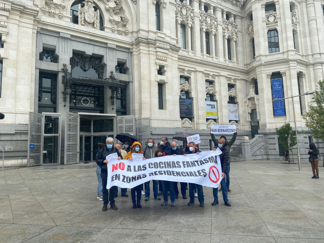 Miembros de la Federación Regional de Asociaciones Vecinales de Madrid (FRAVM) frente al Ayuntamiento de la capital Miembros de la Federación Regional de Asociaciones Vecinales de Madrid (FRAVM) frente al Ayuntamiento de la capital