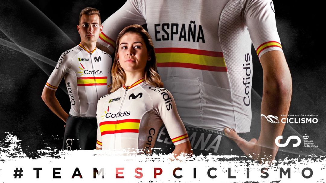 Sara Martín (Movistar Team) y el granadino Carlos Rodrírguez (Ineos Grenadier) imagen de la nueva equipación nacional. Sara Martín (Movistar Team) y el granadino Carlos Rodrírguez (Ineos Grenadier) imagen de la nueva equipación nacional.