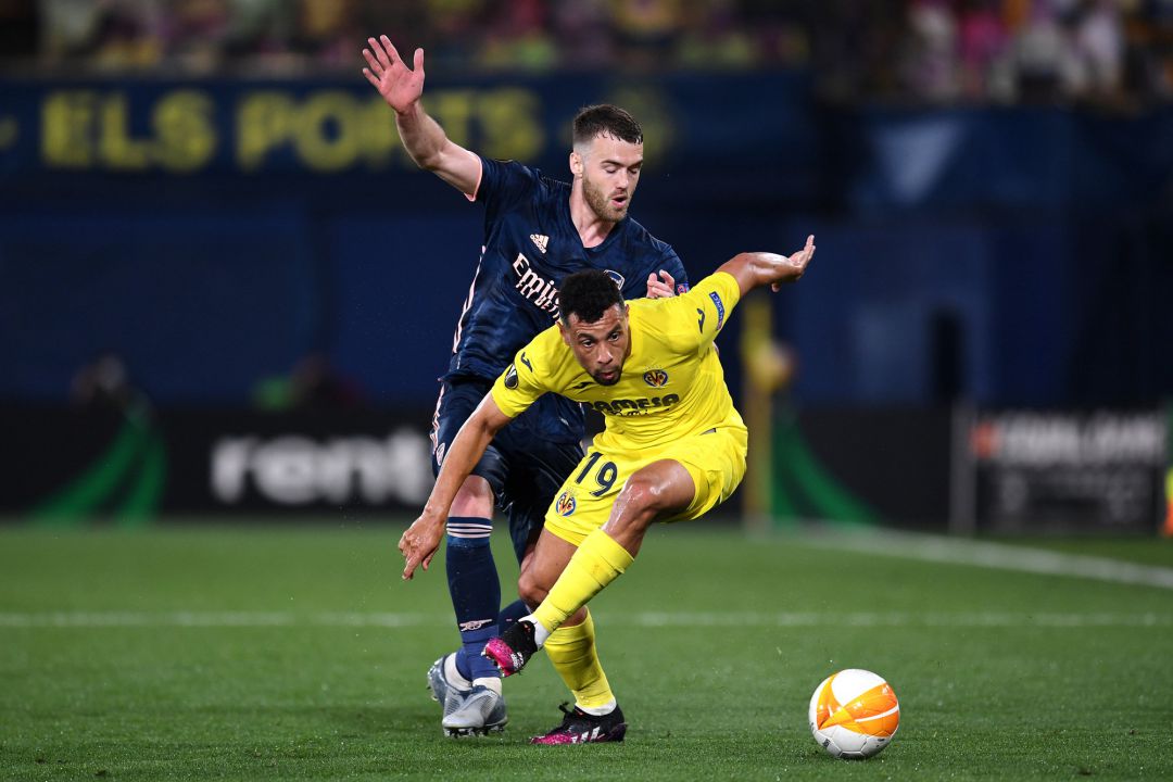 Francis Coquelin del Villarreal y Calum Chambers del Arsenal Francis Coquelin del Villarreal y Calum Chambers del Arsenal