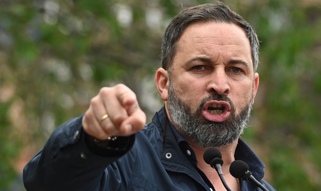 El presidente de Vox, Santiago Abascal, interviene en un acto de campaña. El presidente de Vox, Santiago Abascal, interviene en un acto de campaña.
