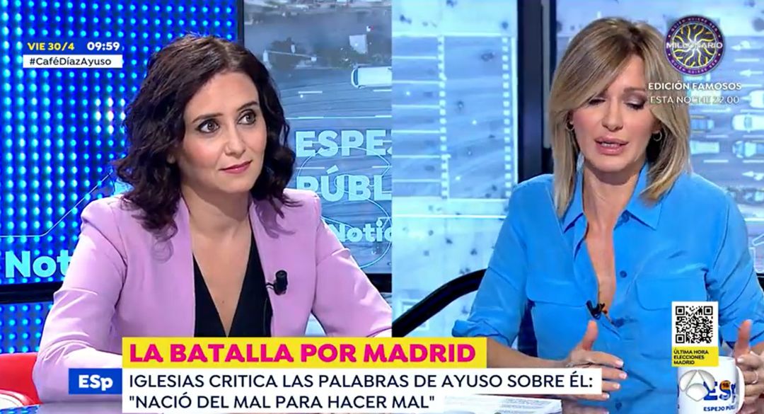Ayuso y Griso durante la entrevista Ayuso y Griso durante la entrevista