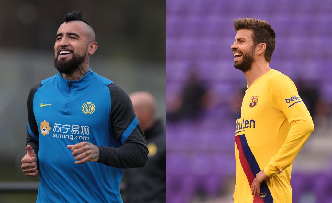 Arturo Vidal y Gerard Piqué. Arturo Vidal y Gerard Piqué.