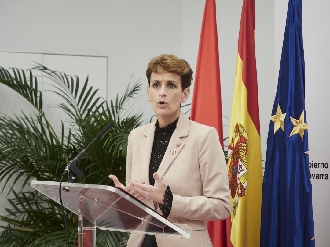 La presidenta del Gobierno de Navarra, María Chivite interviene en el Palacio de Gobierno de Navarra La presidenta del Gobierno de Navarra, María Chivite interviene en el Palacio de Gobierno de Navarra