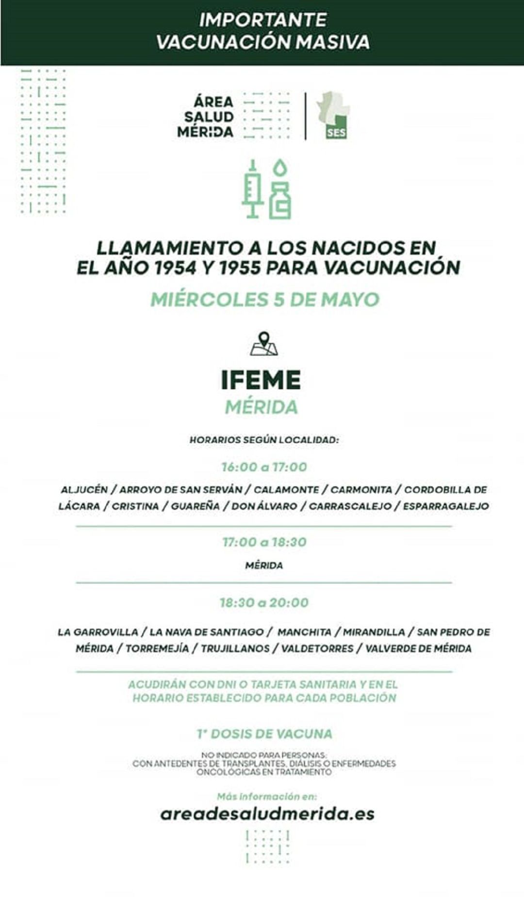 Llamamiento a los nacidos en 1954 y 1955 para que se vacunen contra la Covid-19 Llamamiento a los nacidos en 1954 y 1955 para que se vacunen contra la Covid-19