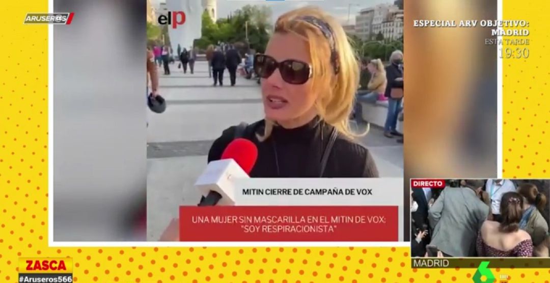 Esta asistente a un mitin de Vox afirmaba ser "consciente" de estar "sana" Esta asistente a un mitin de Vox afirmaba ser "consciente" de estar "sana"