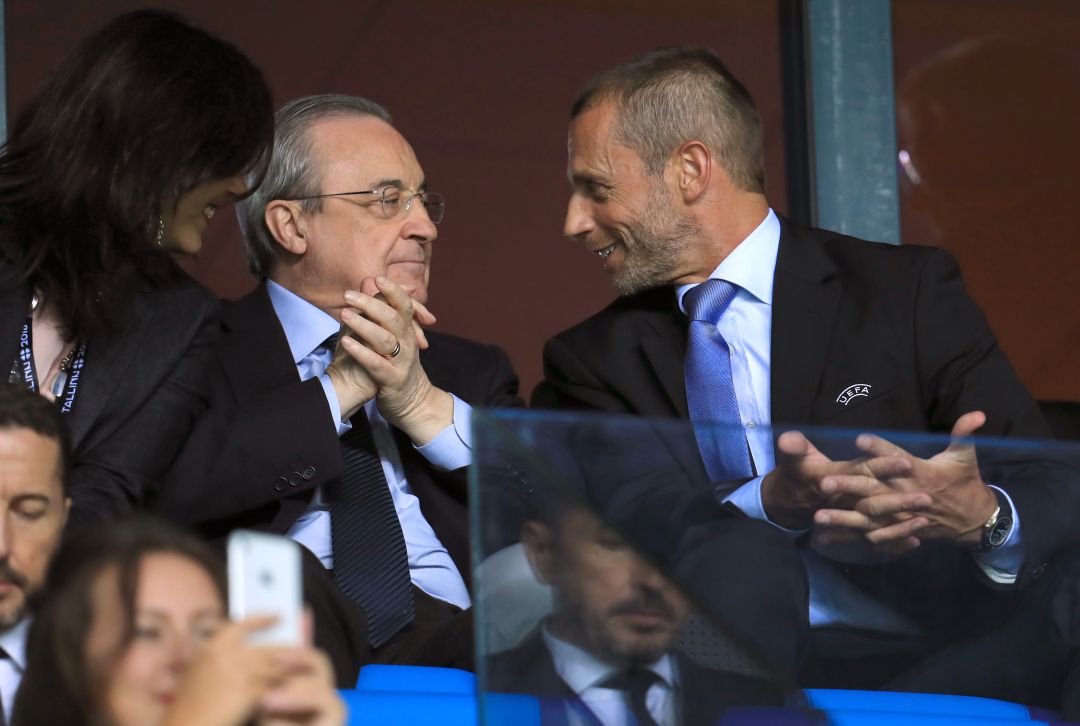 El presidente del Real Madrid, Florentino Pérez, y el presidente de la UEFA, Aleksander Ceferin, El presidente del Real Madrid, Florentino Pérez, y el presidente de la UEFA, Aleksander Ceferin,