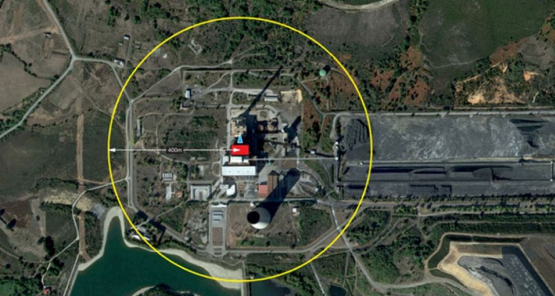 La zona marcada como perímetro de seguridad La zona marcada como perímetro de seguridad