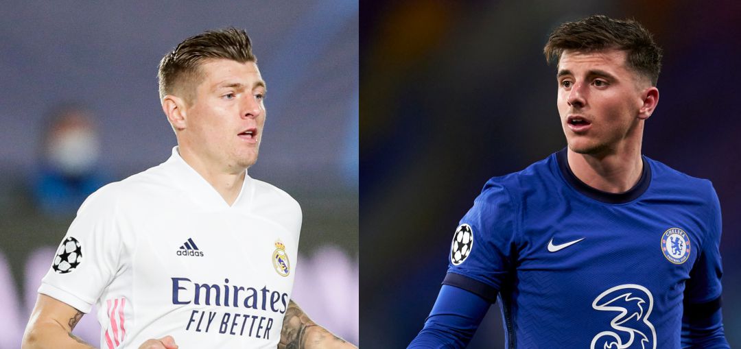 Kroos y Mount, durante la eliminatoria entre Real Madrid Kroos y Mount, durante la eliminatoria entre Real Madrid