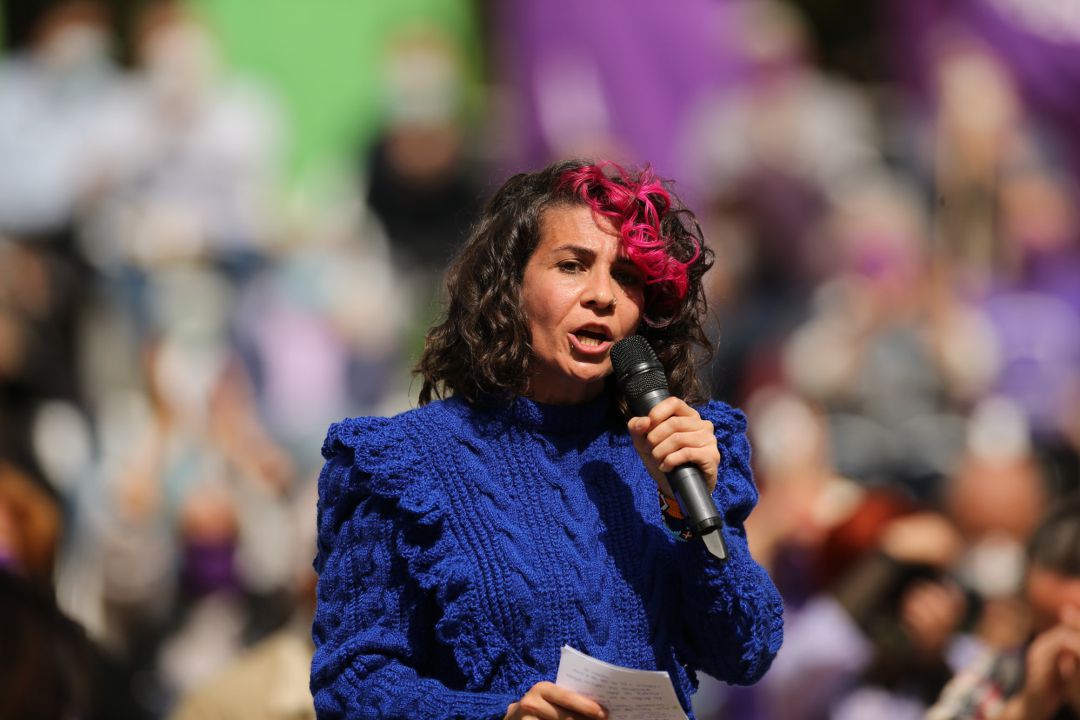 La 'número 3' de Unidas Podemos para las elecciones a la Asamblea de Madrid, Vanessa Lillo, durante un acto del partido, en el Parque Olof Palme de Usera, Madrid. La 'número 3' de Unidas Podemos para las elecciones a la Asamblea de Madrid, Vanessa Lillo, durante un acto del partido, en el Parque Olof Palme de Usera, Madrid.