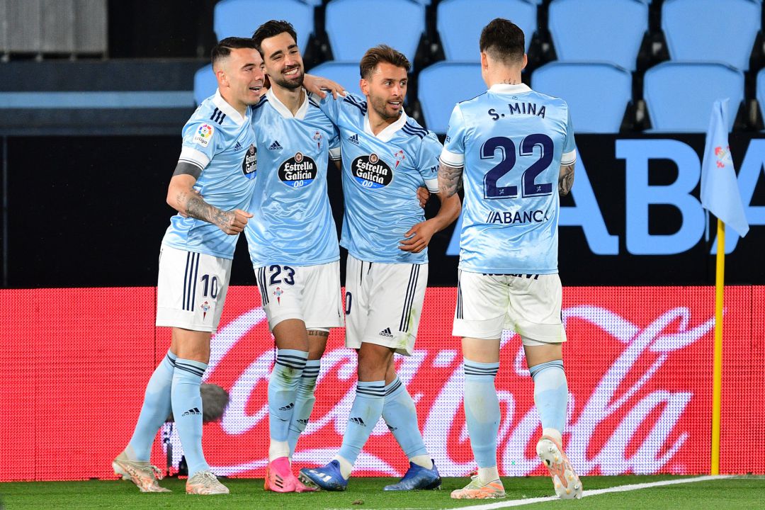 Futbolistas del Celta celebran un gol ante el Levante Futbolistas del Celta celebran un gol ante el Levante