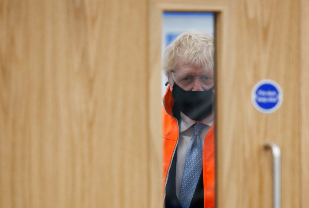 El primer ministro Boris Johnson durante una visita a Coventry El primer ministro Boris Johnson durante una visita a Coventry