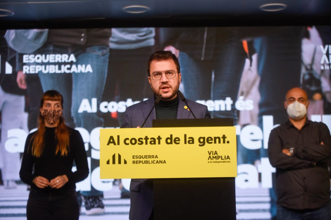El vicepresidente de la Generalitat en funciones y candidato de ERC a la Presidencia, Pere Aragonès, en un acto El vicepresidente de la Generalitat en funciones y candidato de ERC a la Presidencia, Pere Aragonès, en un acto